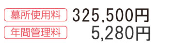 墓所使用料　325，500円　年間管理料　5，280円